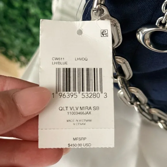 Coach Quilted Velvet Navy Mira Shoulder Crossbody Bag NWT - Picture 5 of 11